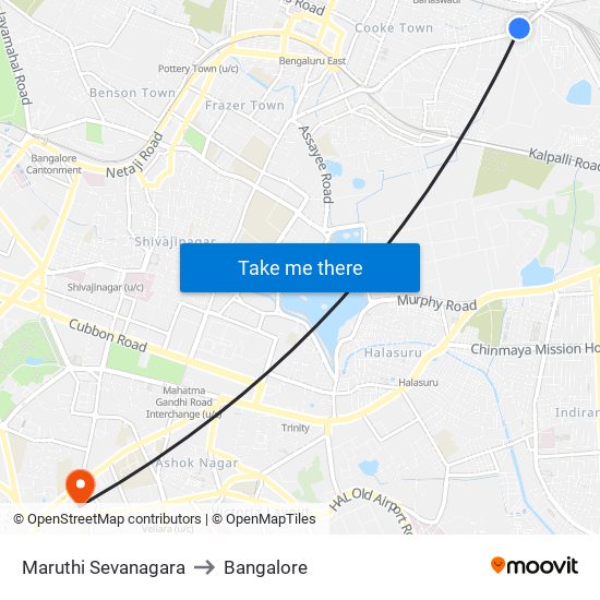 Maruthi Sevanagara to Bangalore map