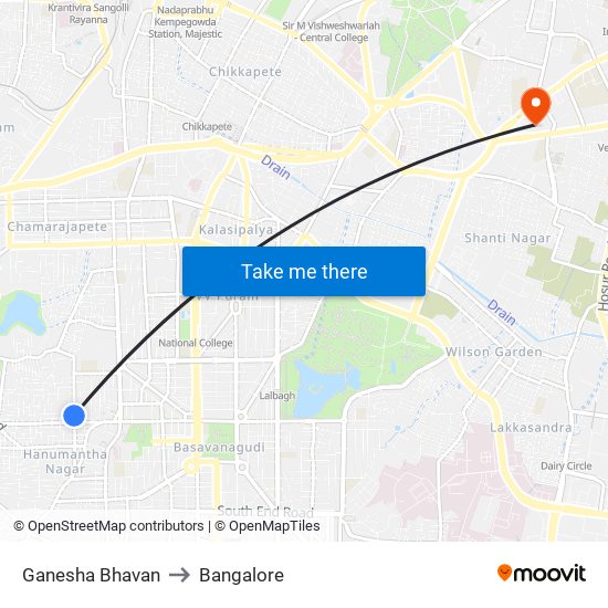 Ganesha Bhavan to Bangalore map