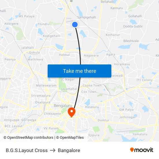B.G.S.Layout Cross to Bangalore map