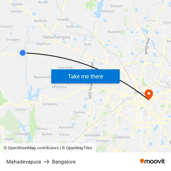 Mahadevapura to Bangalore map