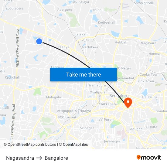Nagasandra to Bangalore map