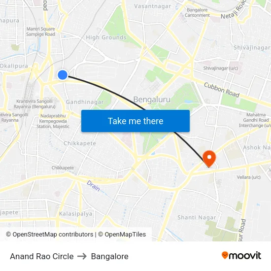 Anand Rao Circle to Bangalore map