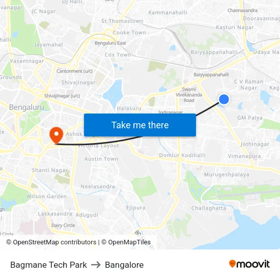 Bagmane Tech Park to Bangalore map