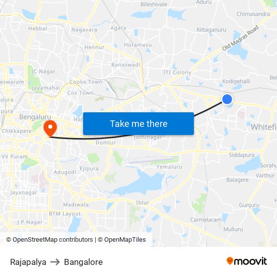 Rajapalya to Bangalore map