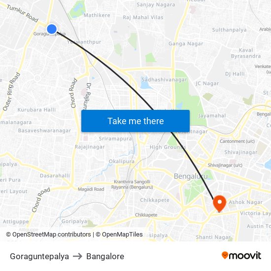 Goraguntepalya to Bangalore map