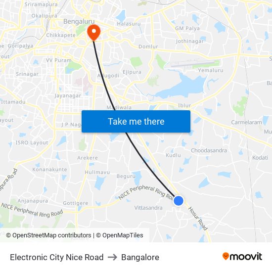 Electronic City Nice Road to Bangalore map