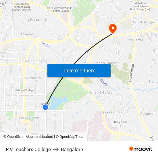 R.V.Teachers College to Bangalore map