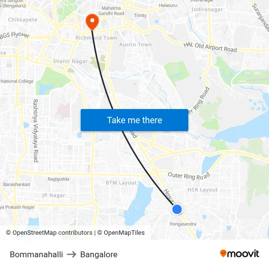 Bommanahalli to Bangalore map