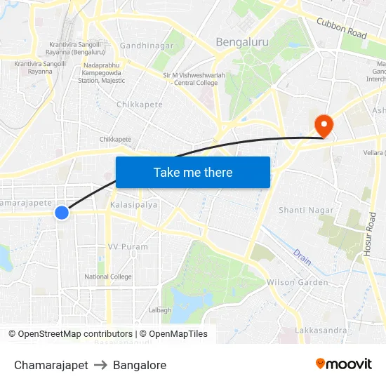 Chamarajapet to Bangalore map