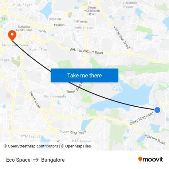Eco Space to Bangalore map