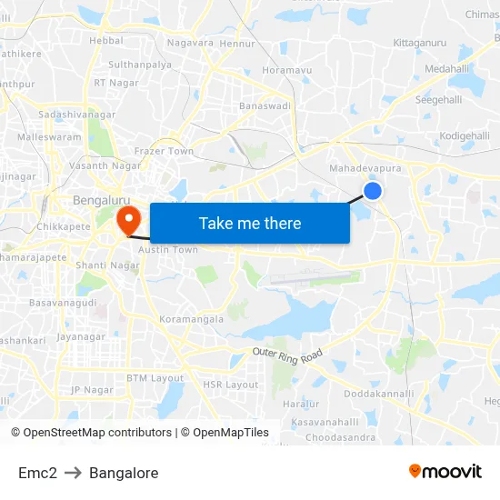 Emc2 to Bangalore map