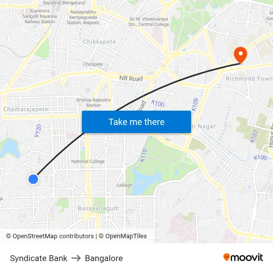 Syndicate Bank to Bangalore map