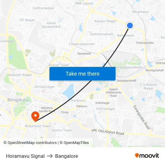 Horamavu Signal to Bangalore map