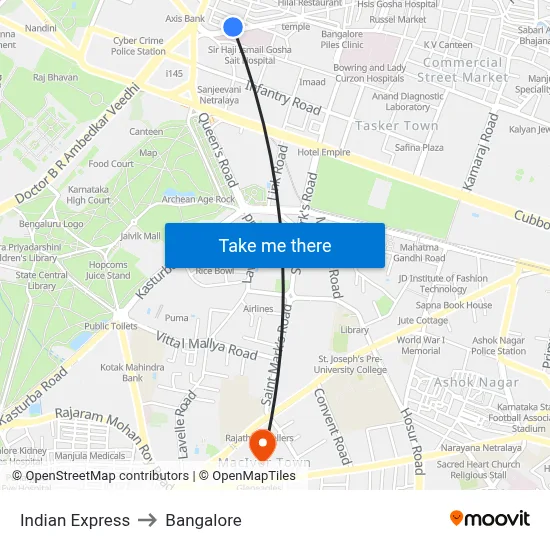 Indian Express to Bangalore map