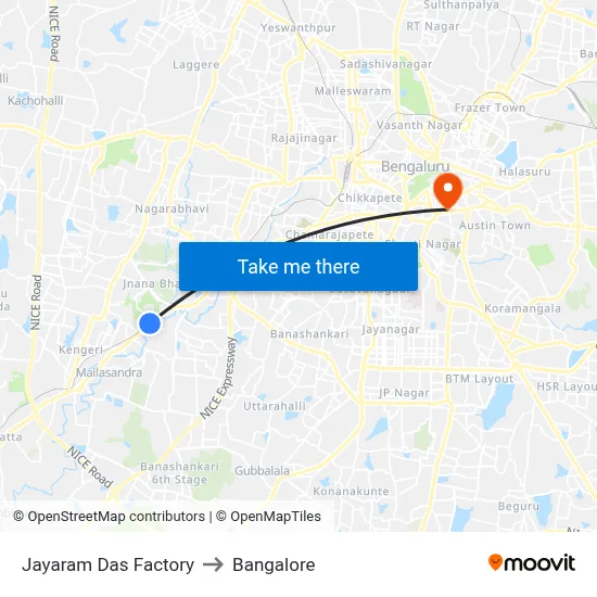 Jayaram Das Factory to Bangalore map