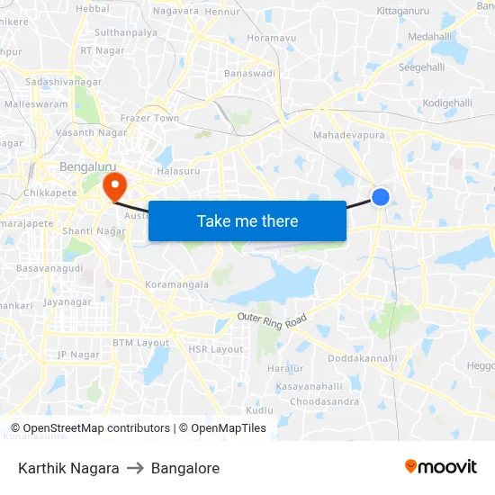 Karthik Nagara to Bangalore map