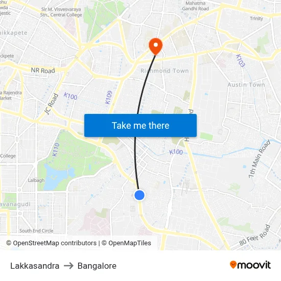 Lakkasandra to Bangalore map