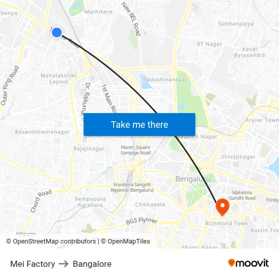 Mei Factory to Bangalore map