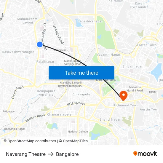 Navarang Theatre to Bangalore map