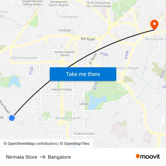 Nirmala Store to Bangalore map