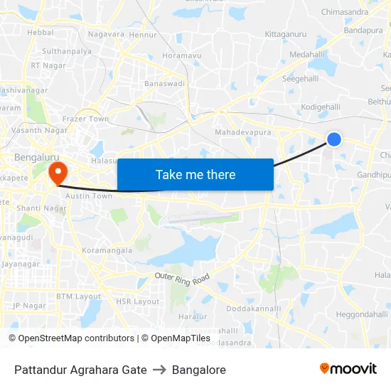 Pattandur Agrahara Gate to Bangalore map