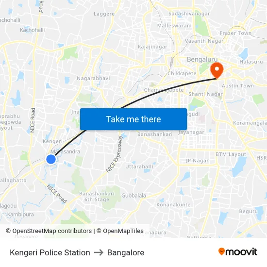 Kengeri Police Station to Bangalore map