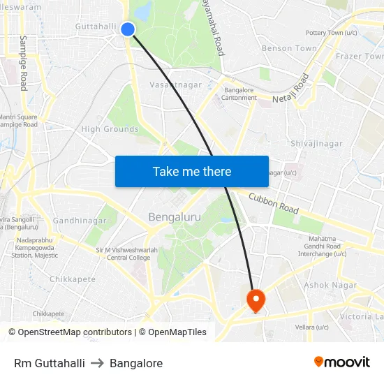 Rm Guttahalli to Bangalore map