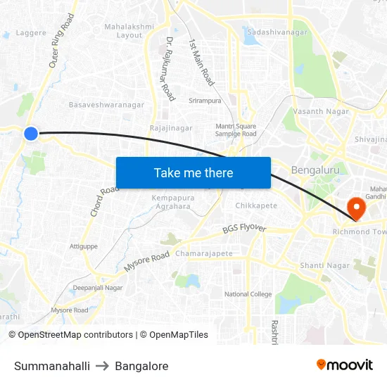 Summanahalli to Bangalore map