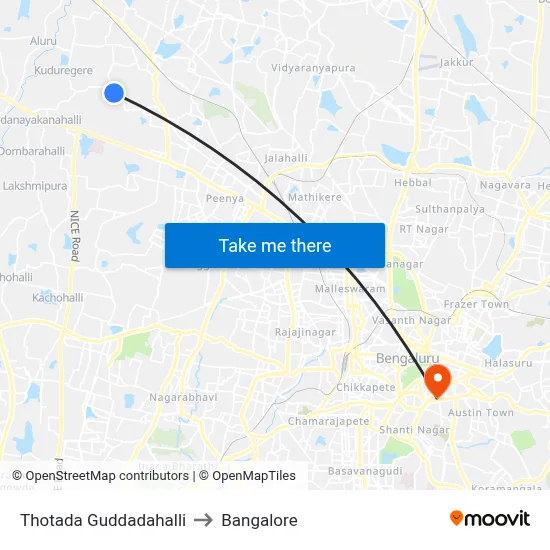 Thotada Guddadahalli to Bangalore map