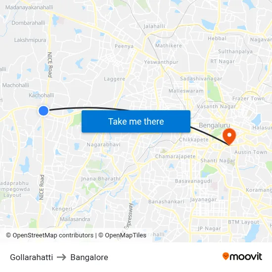 Gollarahatti to Bangalore map