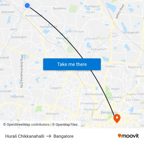 Hurali Chikkanahalli to Bangalore map