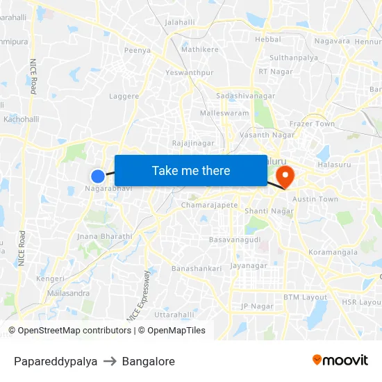 Papareddypalya to Bangalore map