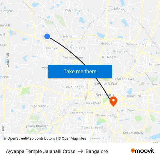 Ayyappa Temple Jalahalli Cross to Bangalore map