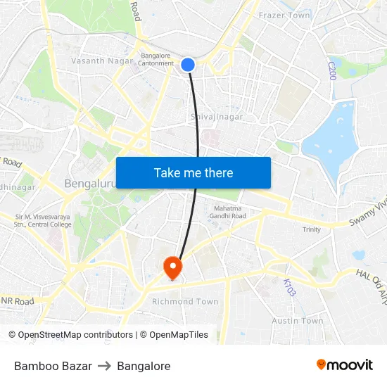 Bamboo Bazar to Bangalore map