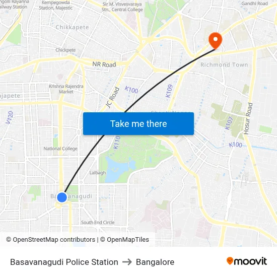 Basavanagudi Police Station to Bangalore map