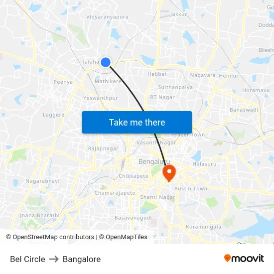 Bel Circle to Bangalore map