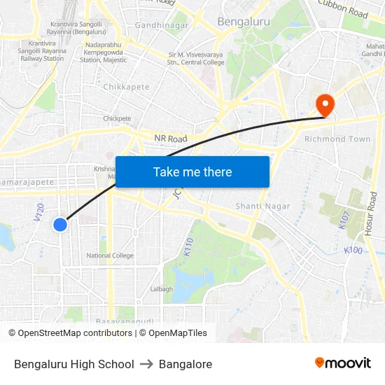 Bengaluru High School to Bangalore map