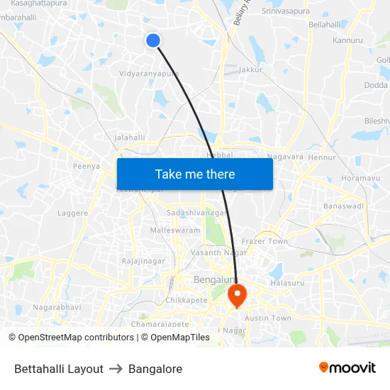 Bettahalli Layout to Bangalore map