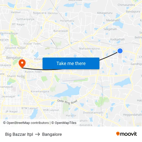 Big Bazzar Itpl to Bangalore map