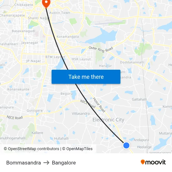 Bommasandra to Bangalore map