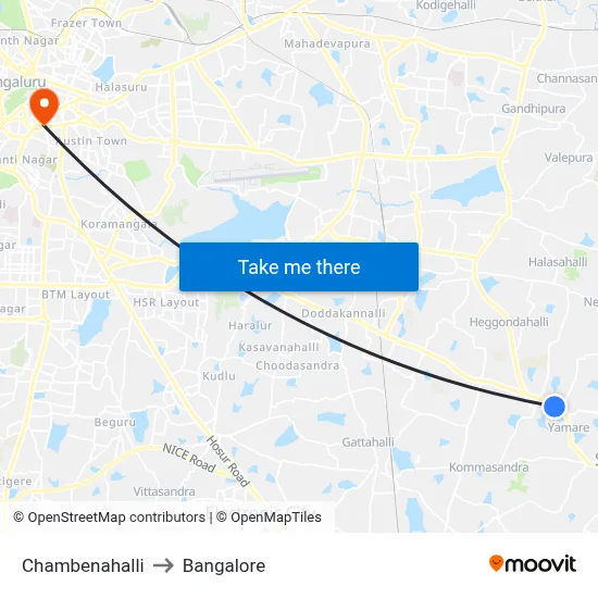 Chambenahalli to Bangalore map