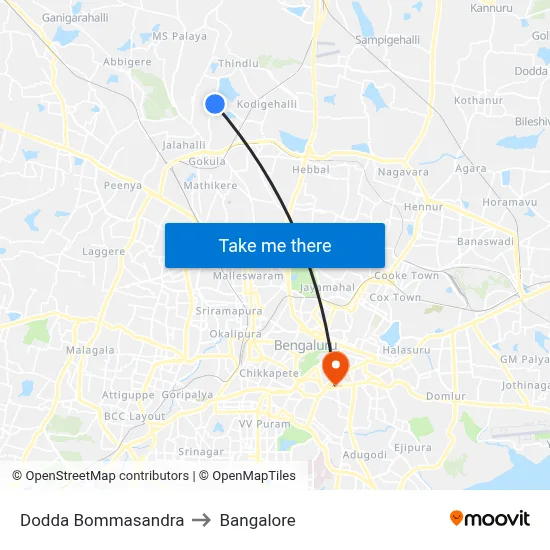 Dodda Bommasandra to Bangalore map