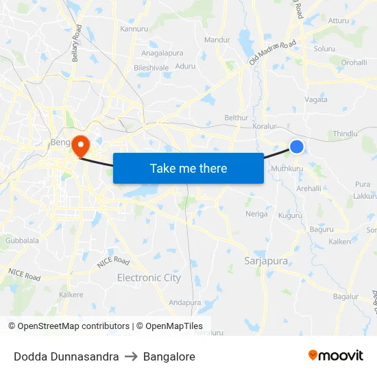 Dodda Dunnasandra to Bangalore map