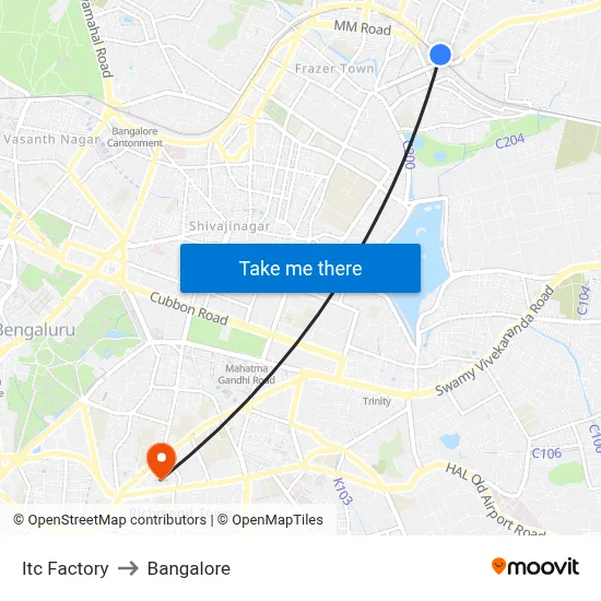 Itc Factory to Bangalore map