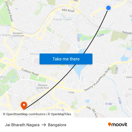 Jai Bharath Nagara to Bangalore map