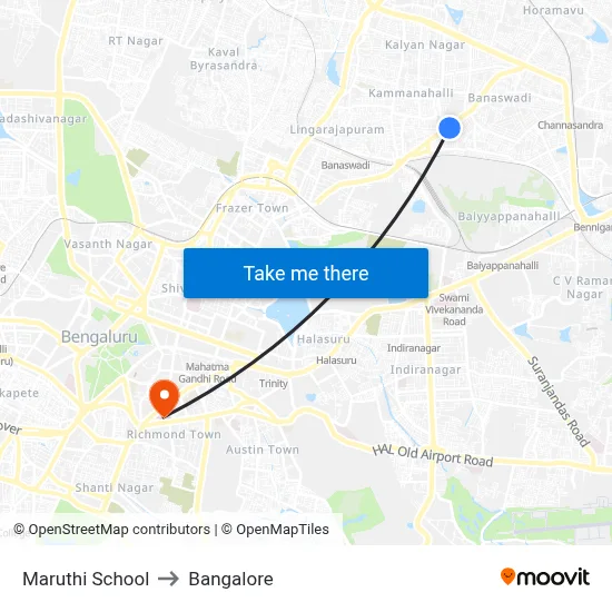 Maruthi School to Bangalore map