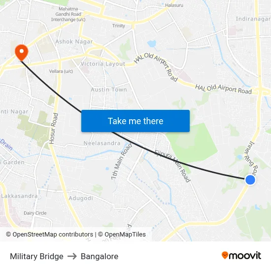 Military Bridge to Bangalore map
