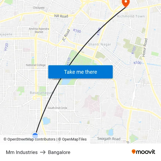 Mm Industries to Bangalore map