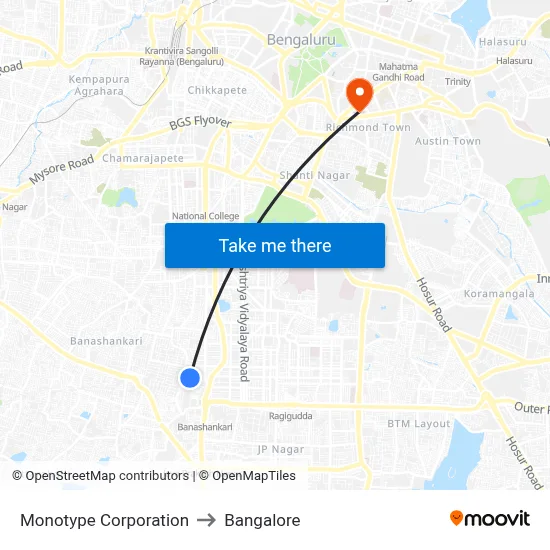 Monotype Corporation to Bangalore map