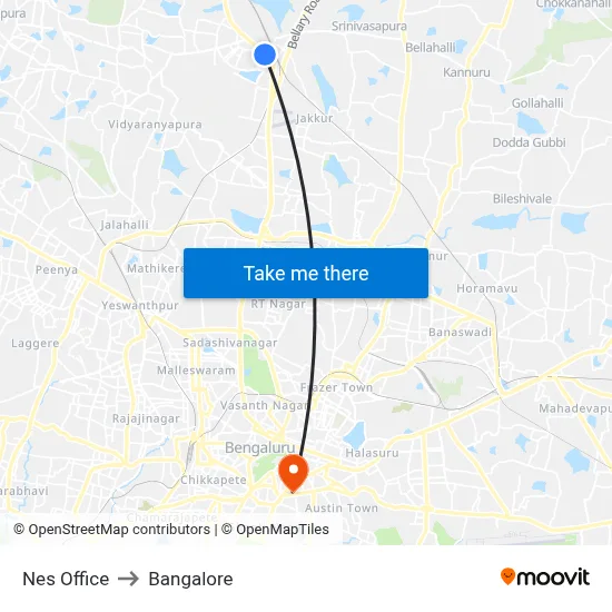 Nes Office to Bangalore map
